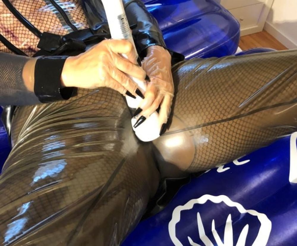 Latex masturbation on inflatable Bed #59