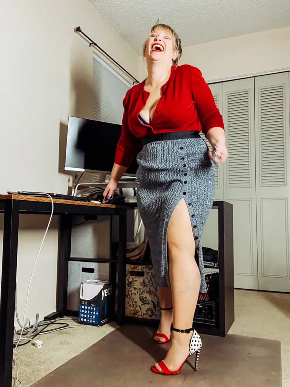 Office Heels skirt and pantyhose #5