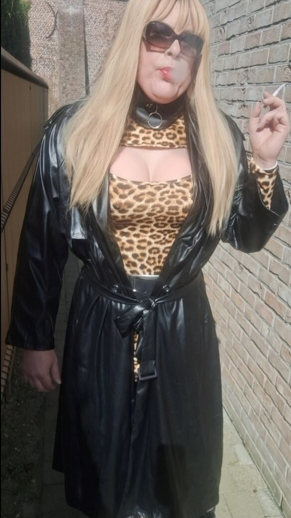 Smoking in black coat #19