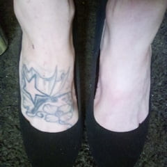 Tatted feet in heels