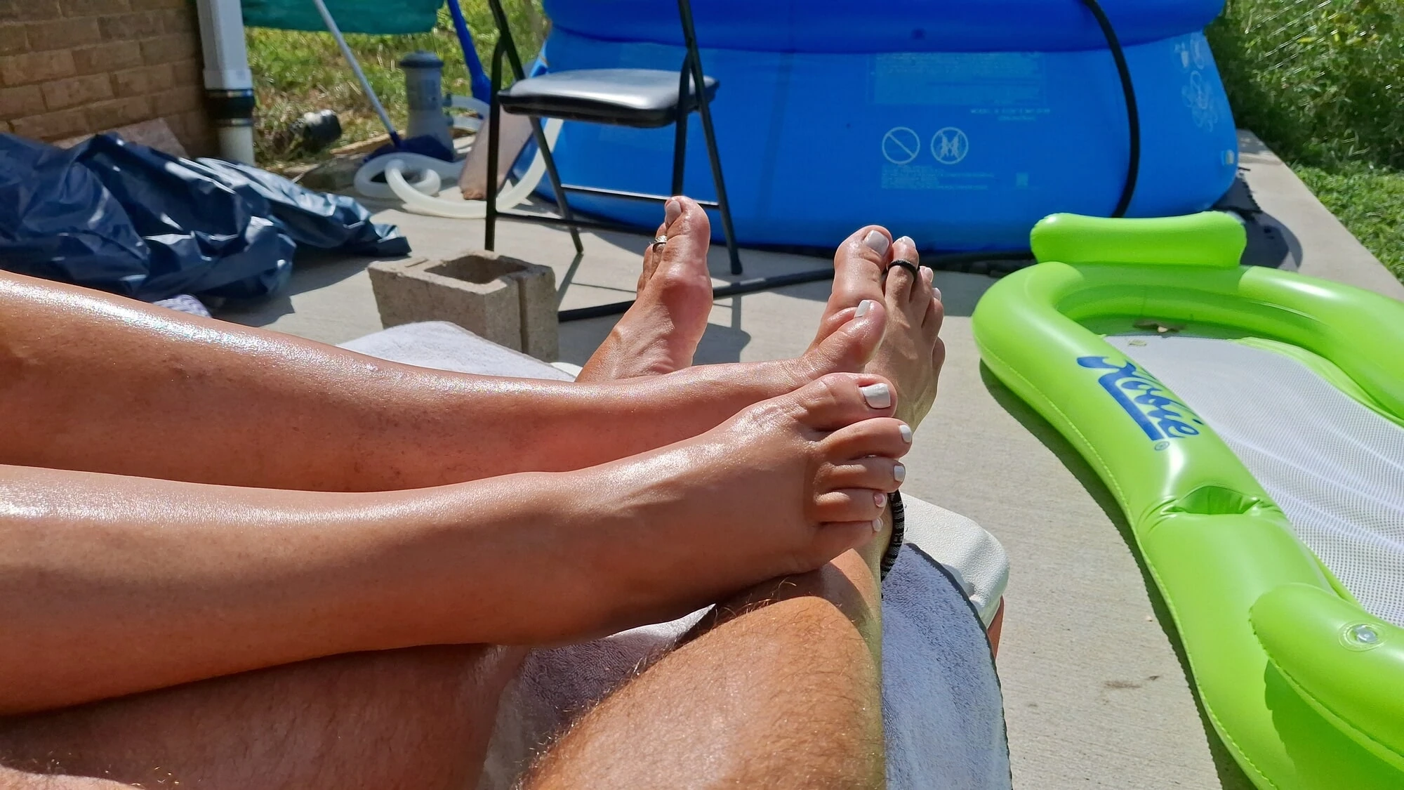 Tanning our legs and feet #9