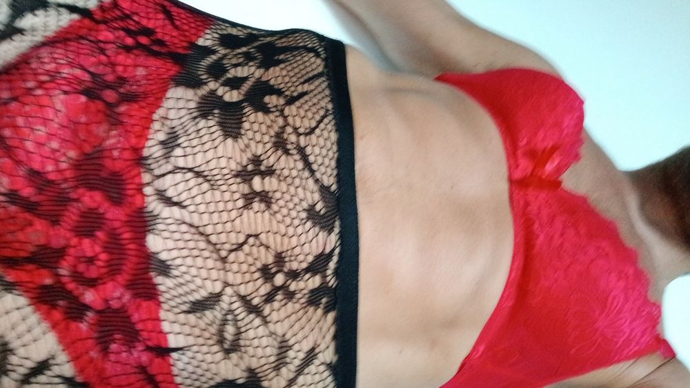 Black stoking red pantie  #26