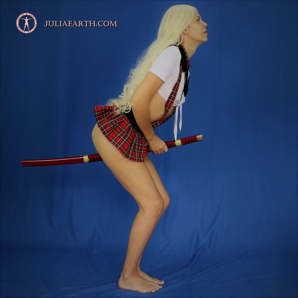 Julia V Earth is Japanese schoolgirl with sword #3