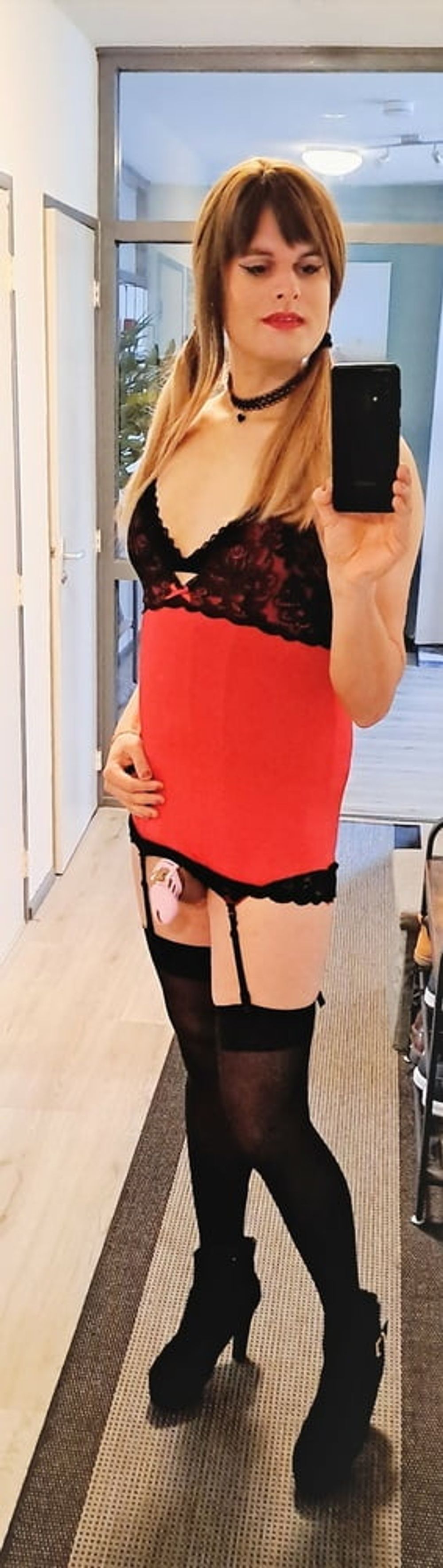 tgirl seducing cocks in red  #5