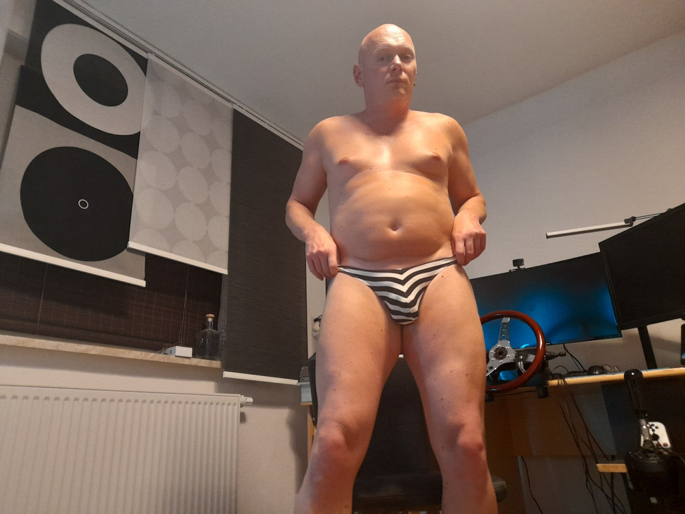 Naive faggot shows his naked, chubby and hairless body #4