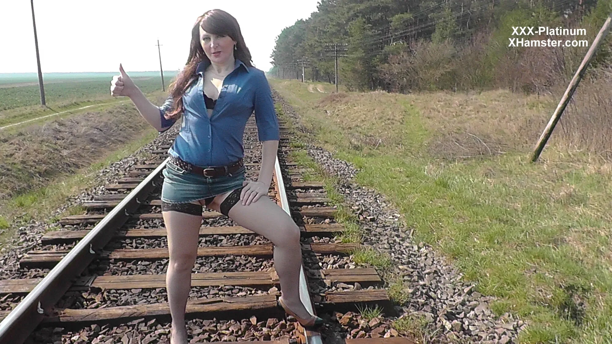 Sexy Platinum and Railway. Fetish. No panties under skirt #44