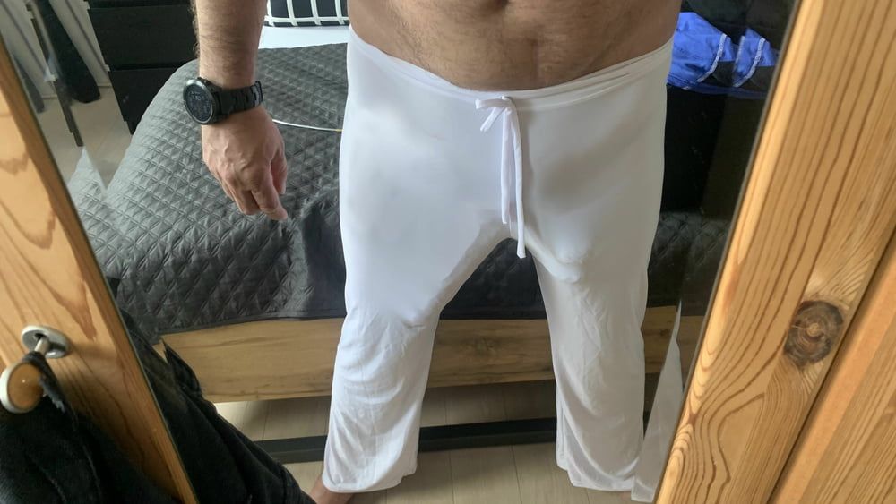 XXL Huge Cock and Balls in White Hose #5