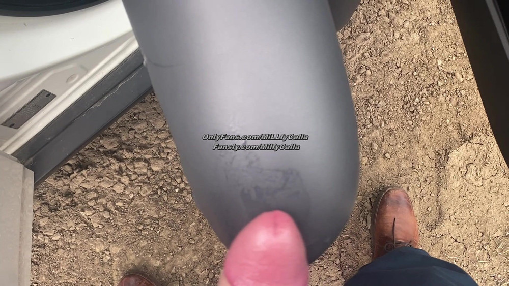 Risky Public Blowjob by the Car – Cum on My Leather Pants  #40