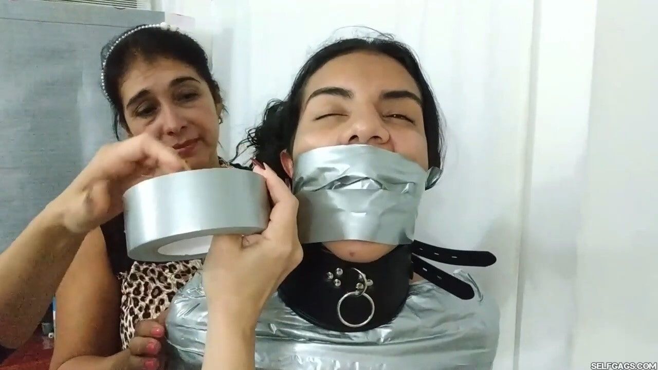 Heavily Duct Tape Mummified By Crazy Bondage Women #18