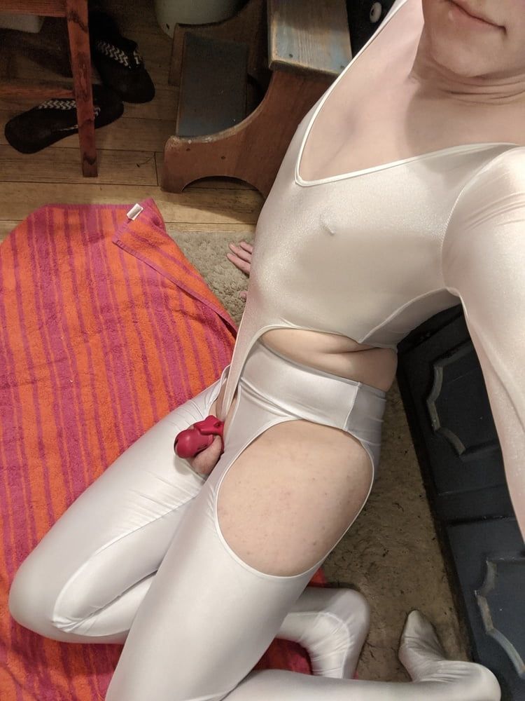 Chastity Slut in Stockings and Bodysuit #8