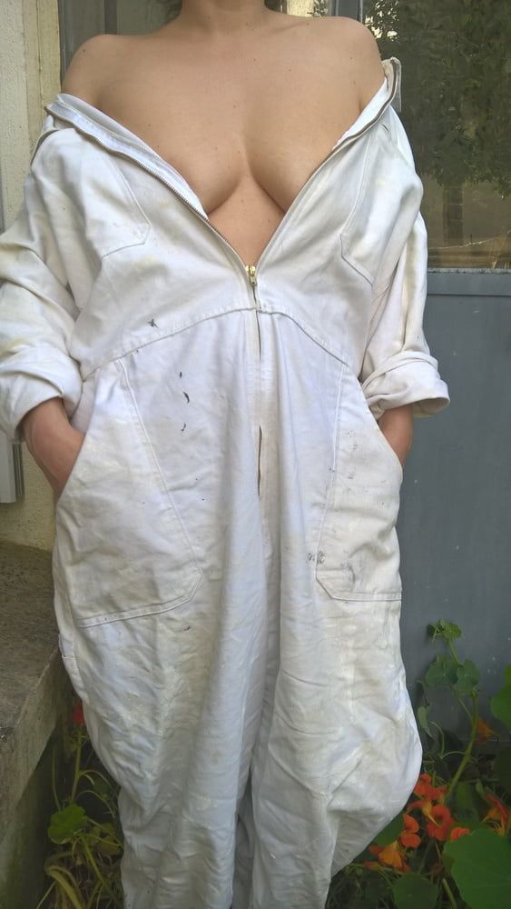 Hairy Mature Wife In Coveralls Outdoors