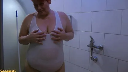 transparent swimsuit under the shower         