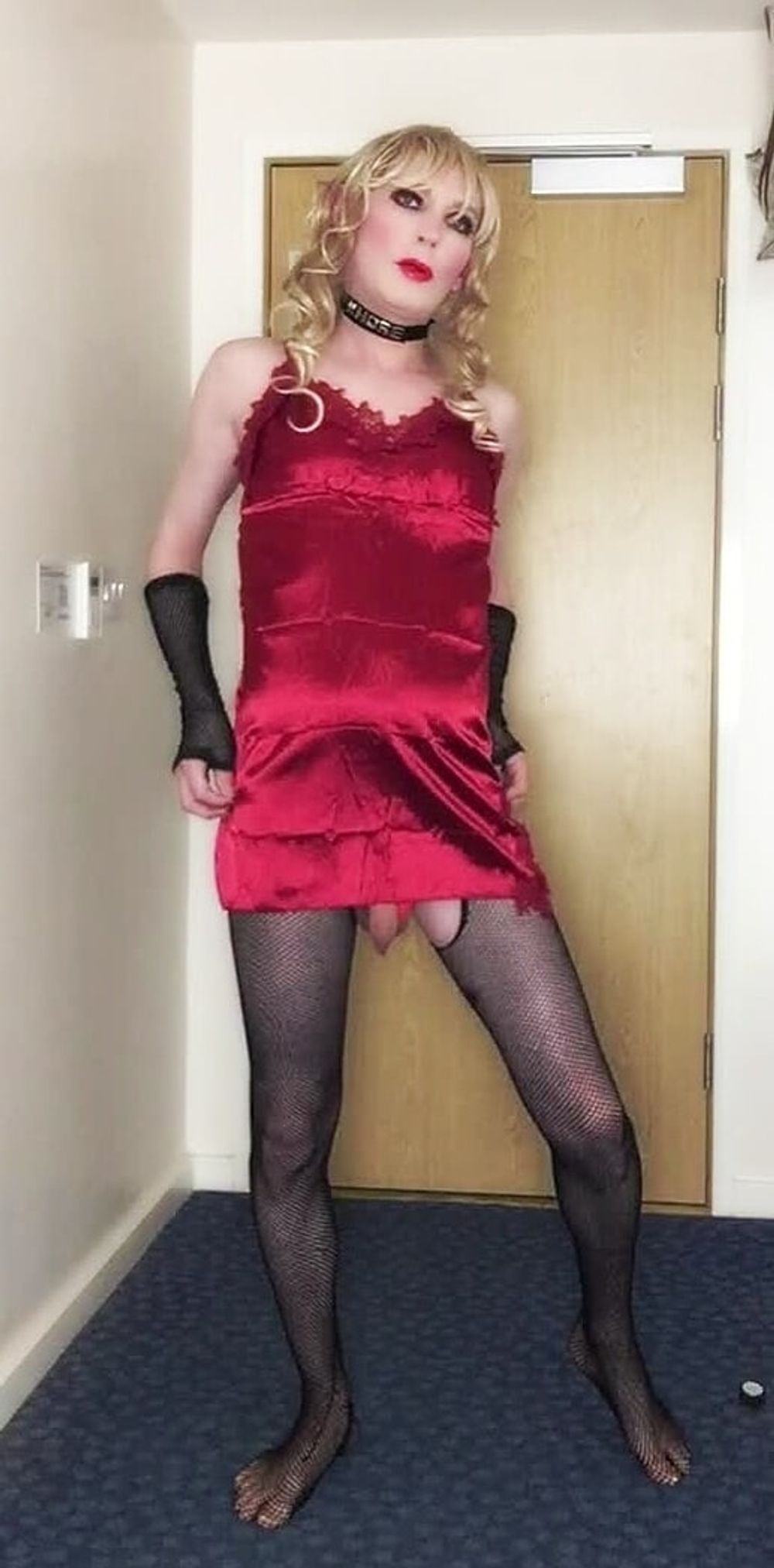 Skanky sissy in red dress #55