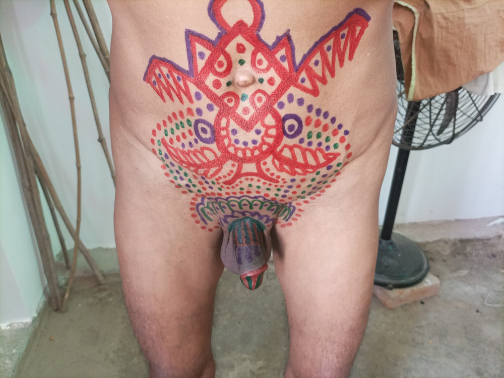 Sissy belly tattoo and coloured cock #24