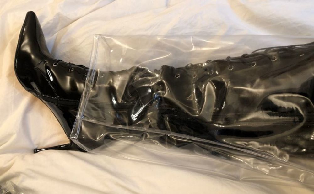 Transparent PVC Plastic Fetish Masturbation #14