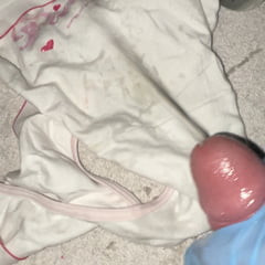 Destroying Ashleigh’s white knickers Pantie wanking 