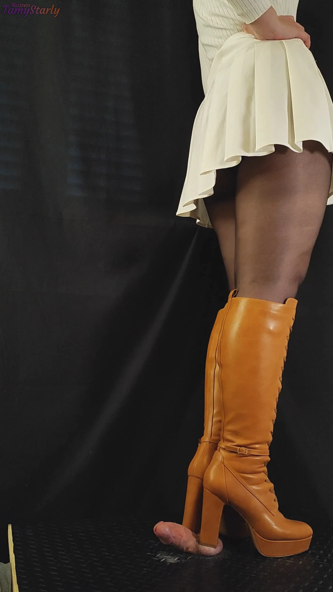 Leather Soft Bootjob in Brown Boots - Ball Stomp, Bootjob #17