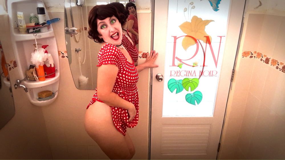 Pinup babe has no panties in front of mirror Retro Vintage N #3