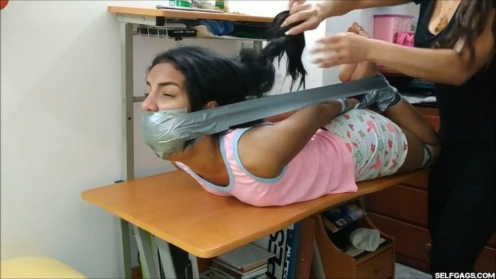 Babysitter Hogtied With Shoe Tied To Her Face - Selfgags #26