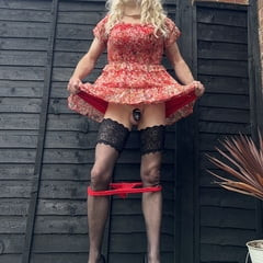 Sissy in red dress