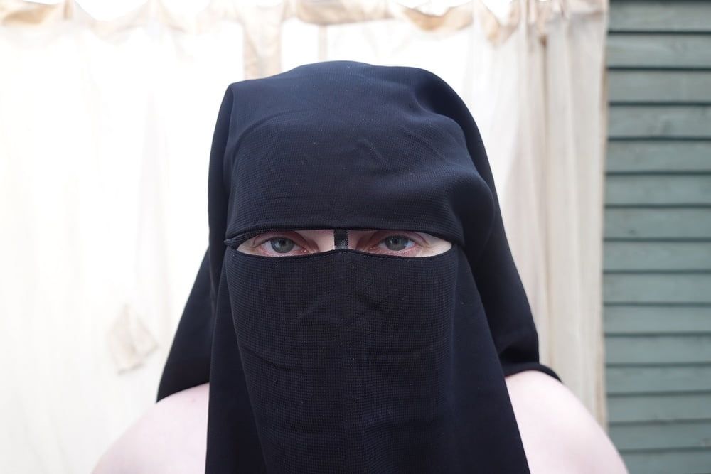 Nude in Niqab in ankle boots #2