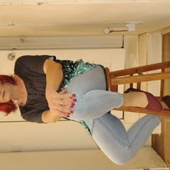 Posing on a stool