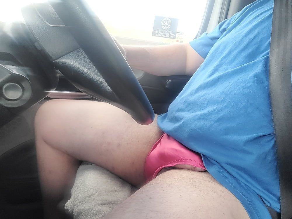 Little cock in panties- Exhibitionist Trucker  #12