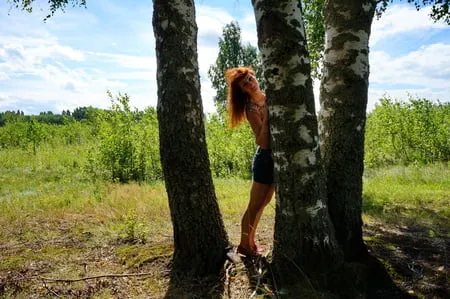 red hair and birch         