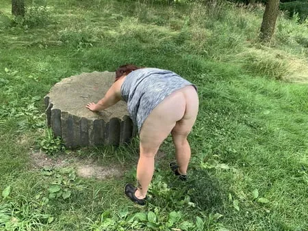 sexy bbw outdoors at the park         