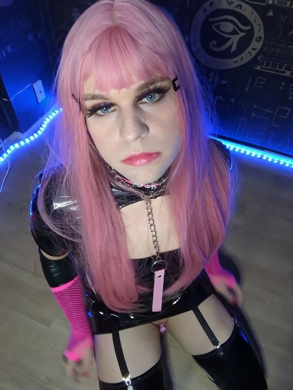 PINK LATEX SISSY SHEMALE TGIRL TRANNY #20