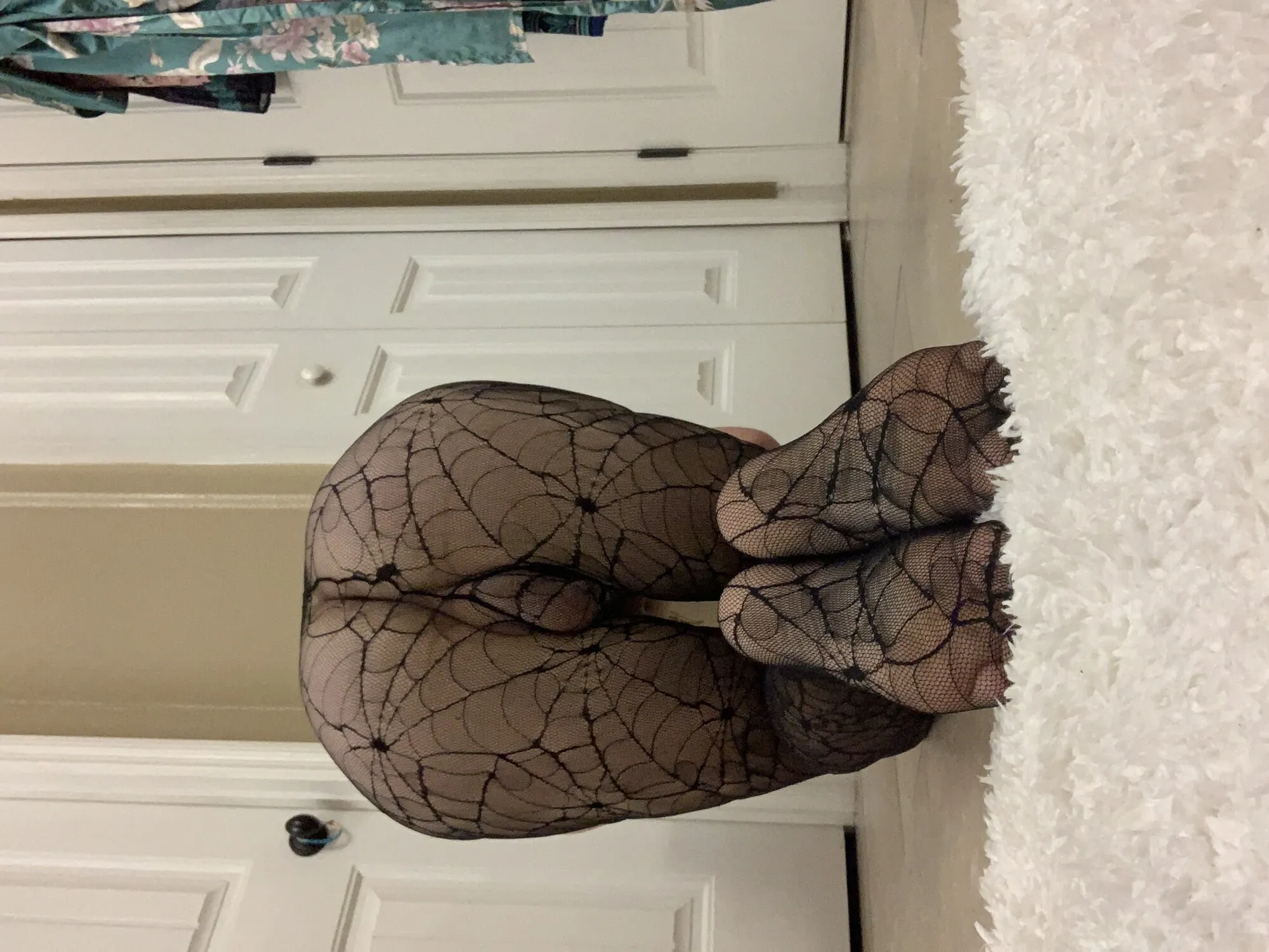 Goth Femboy In Halloween Fishnet Stockings