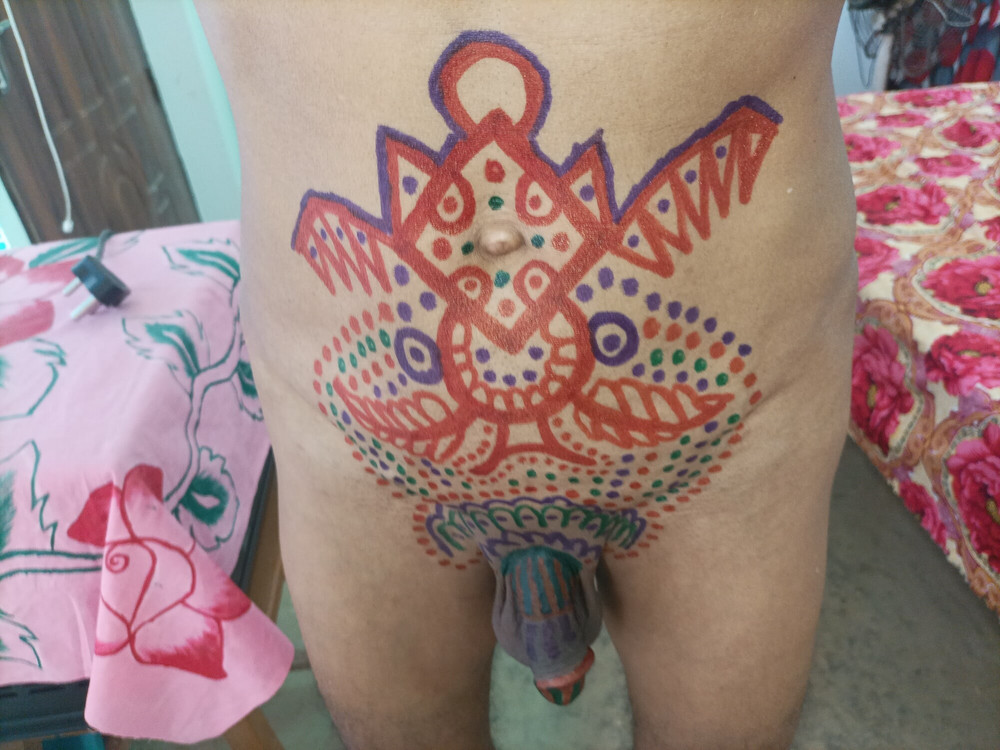 Sissy belly tattoo and coloured cock #17