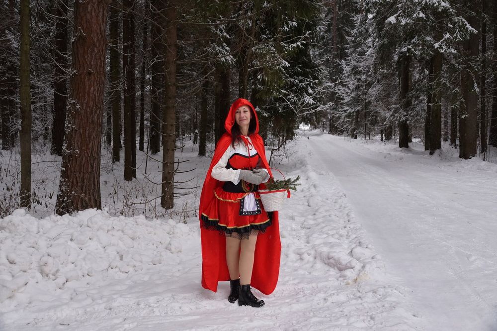 Little Red Riding Hood on a forest path #5