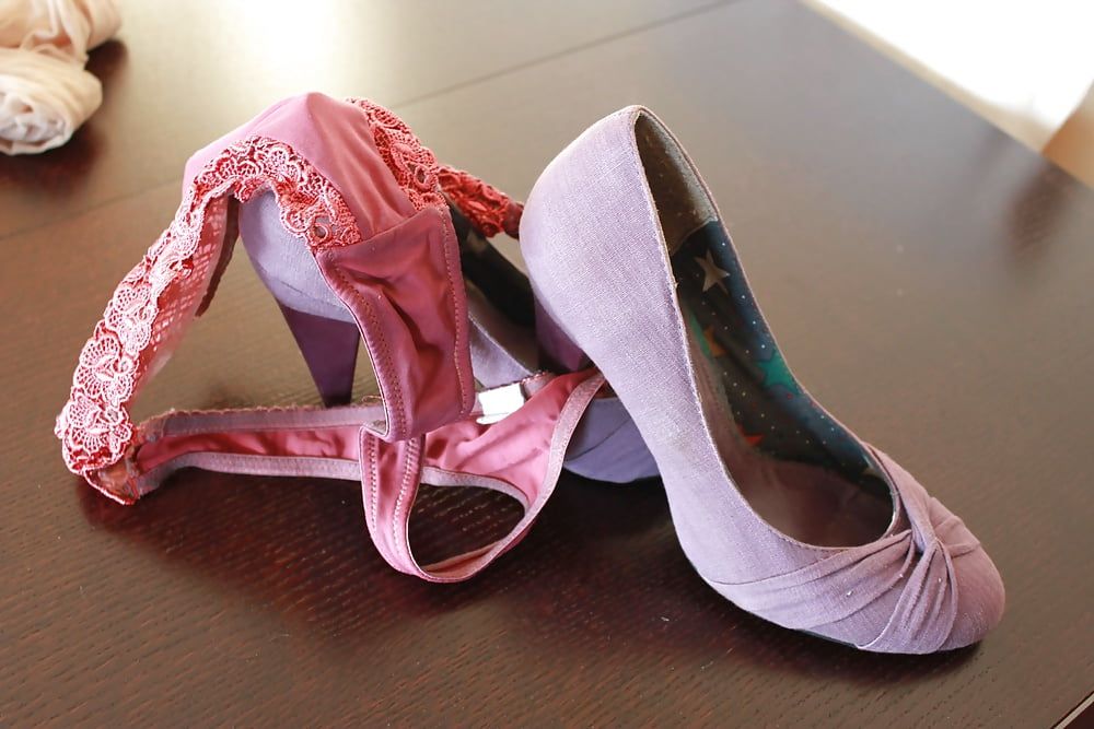 Violet heels, panties, bra, pantyhose #22