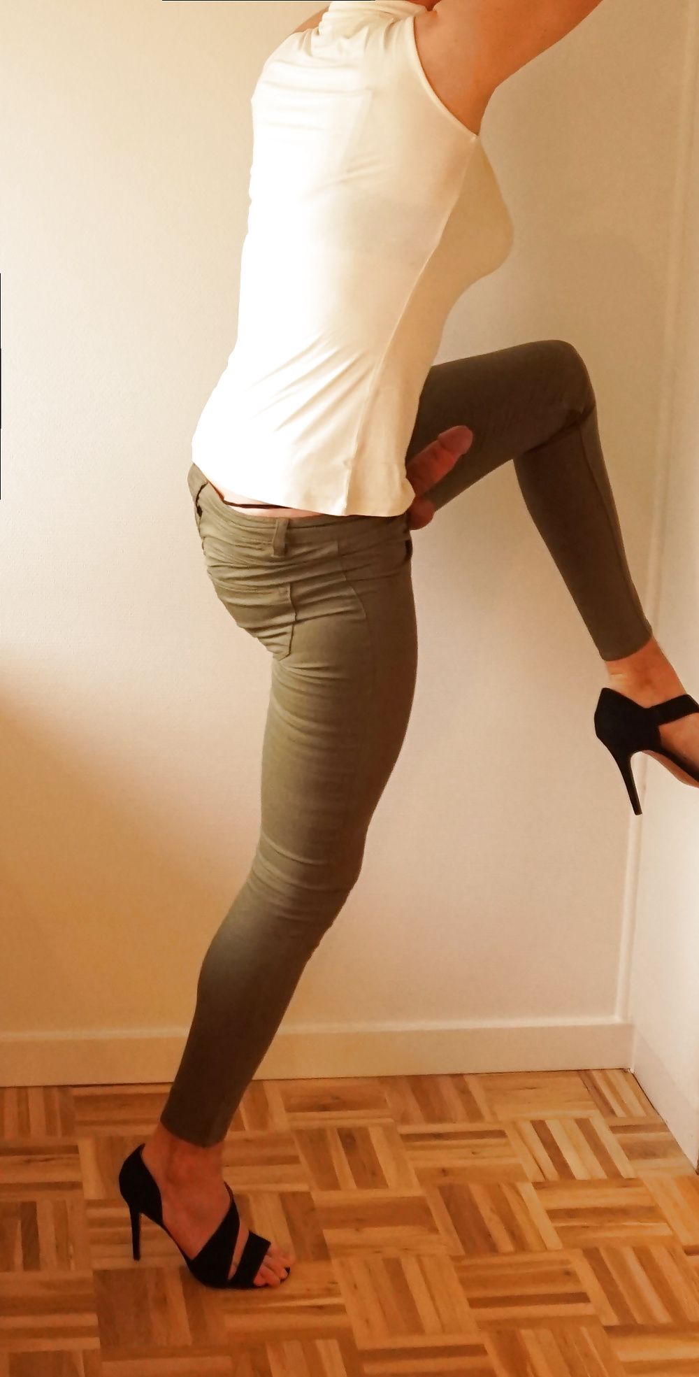 Khaki green stretch bulge #10
