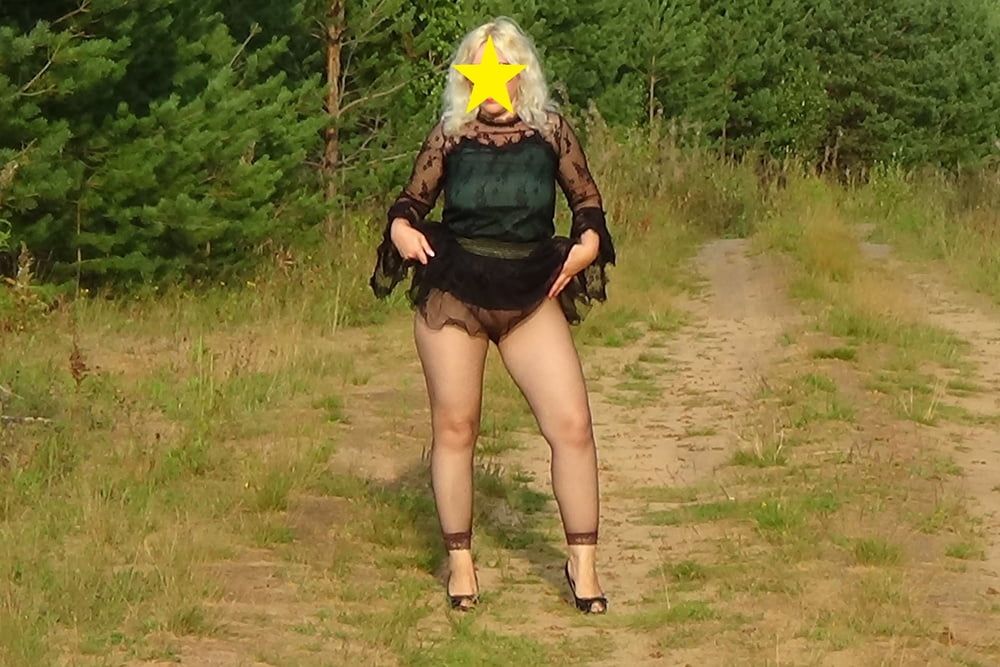 my ass in black pantyhose in nature #27