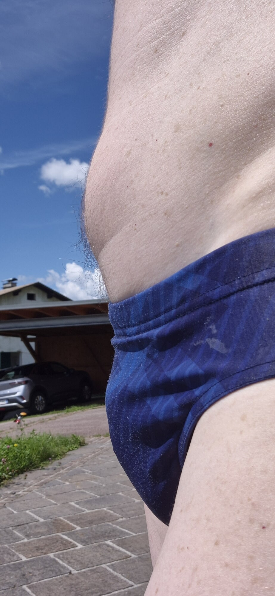 Speedo bulge in garden  #3