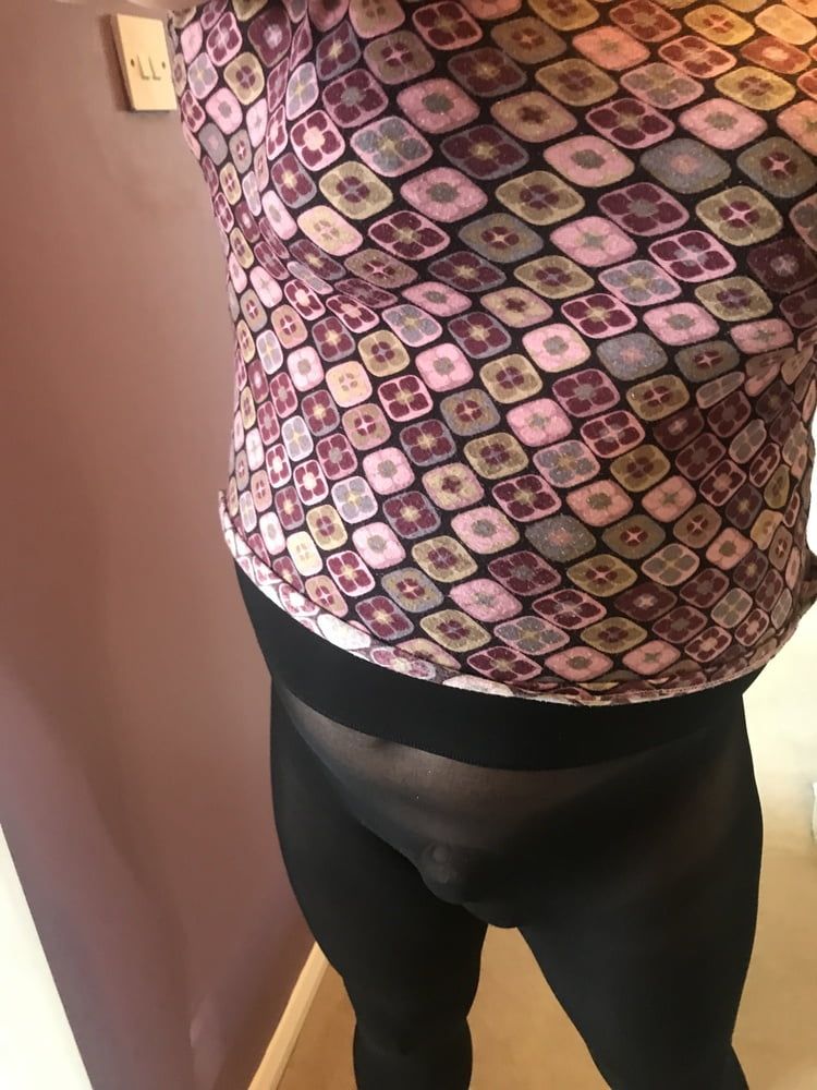 Black seamless tights & tight short skirt #2