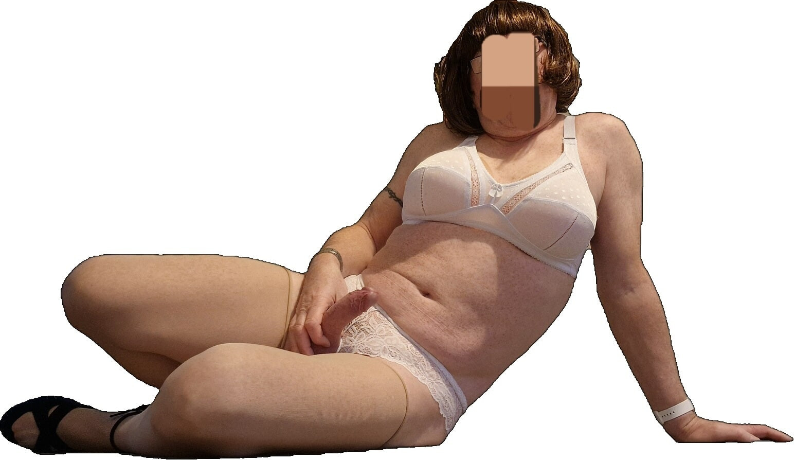 Tan Stockings White Dress #6