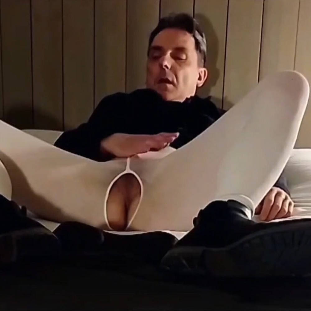 Cock stroking and ass fingering in white open pantyhose #6