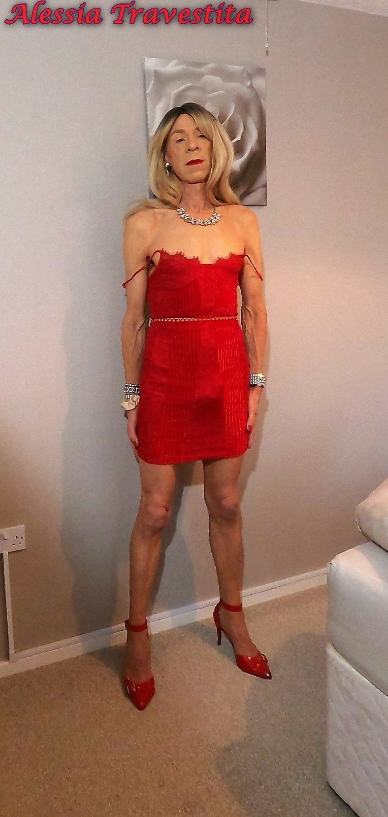 66 Alessia Travestita in Red Velvet Dress #25