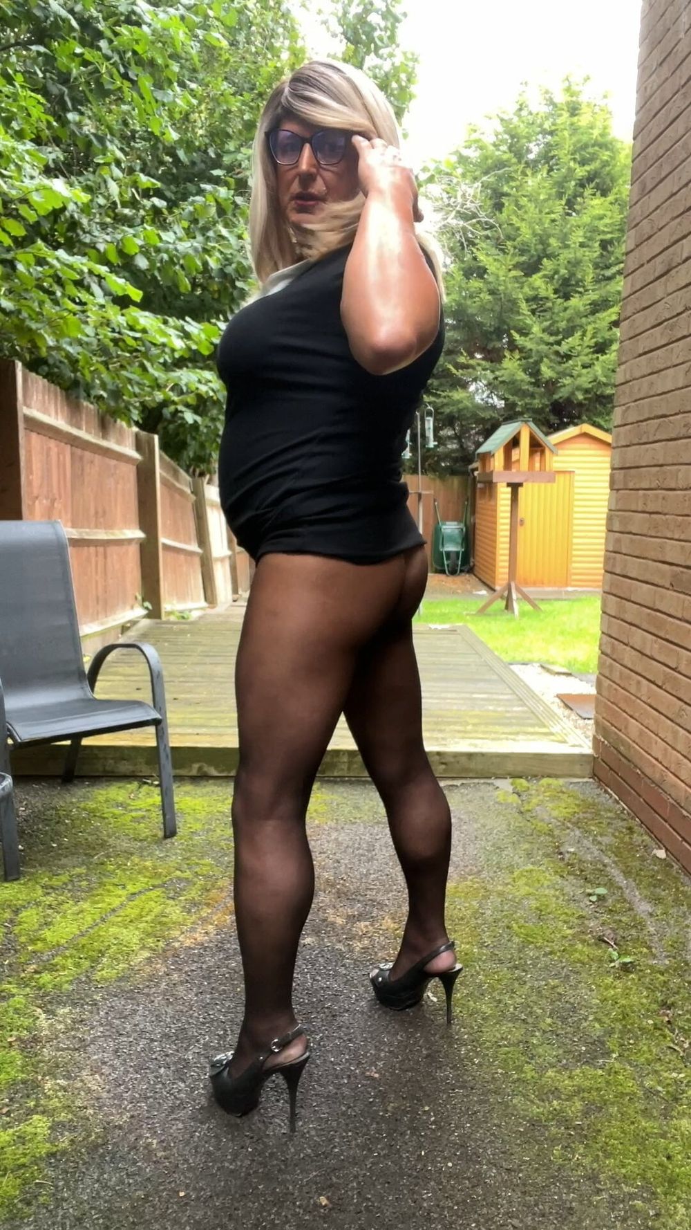 Crossdresser Kellycd2022 in black seamless pantyhose  #31