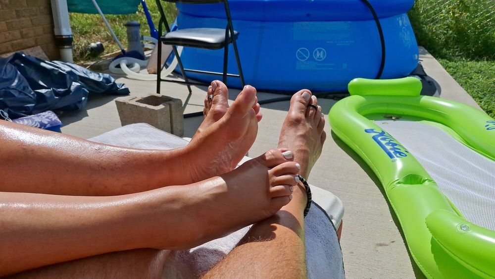 Tanning our legs and feet #13