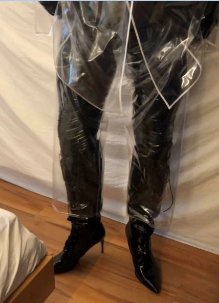 Transparent PVC Plastic Fetish Masturbation #10
