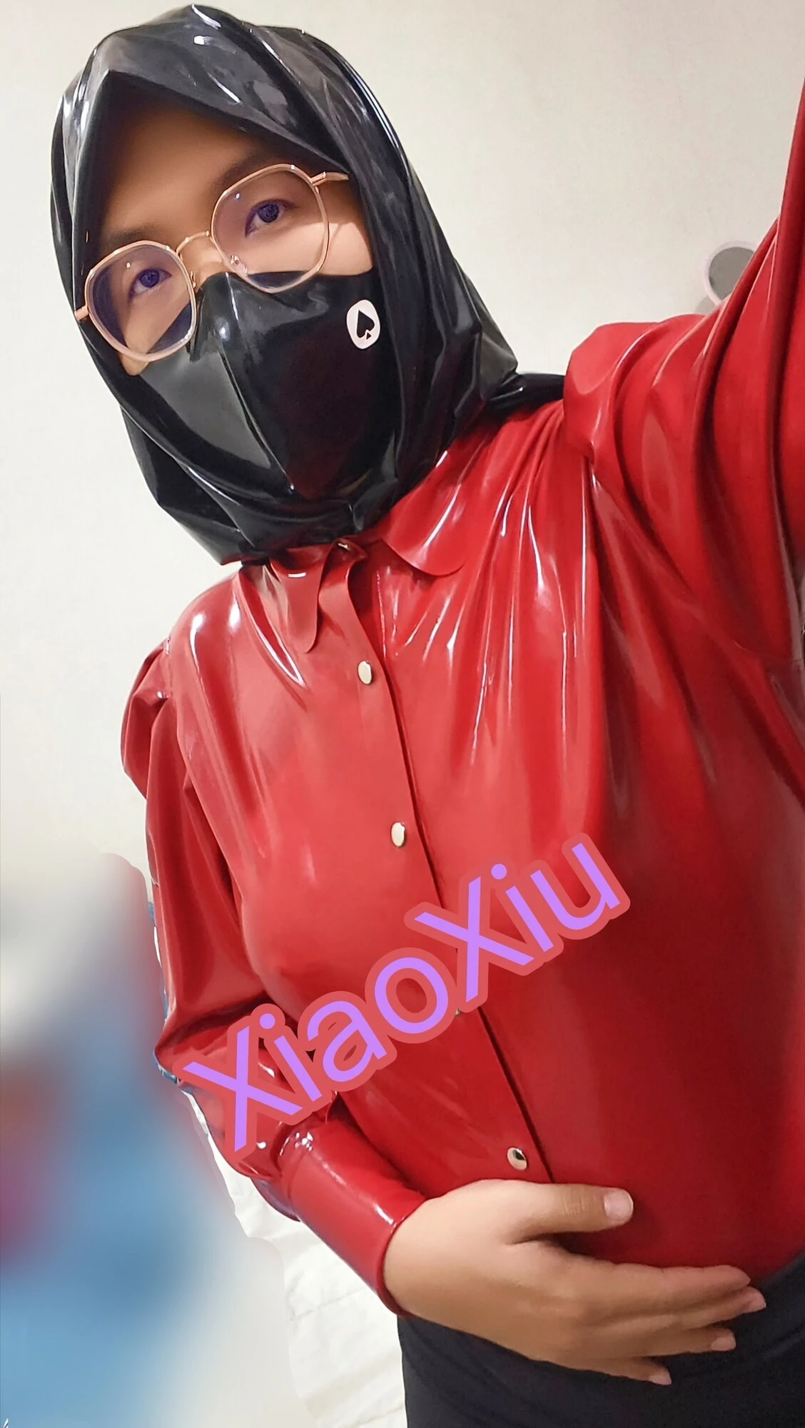 My new latex red blouse