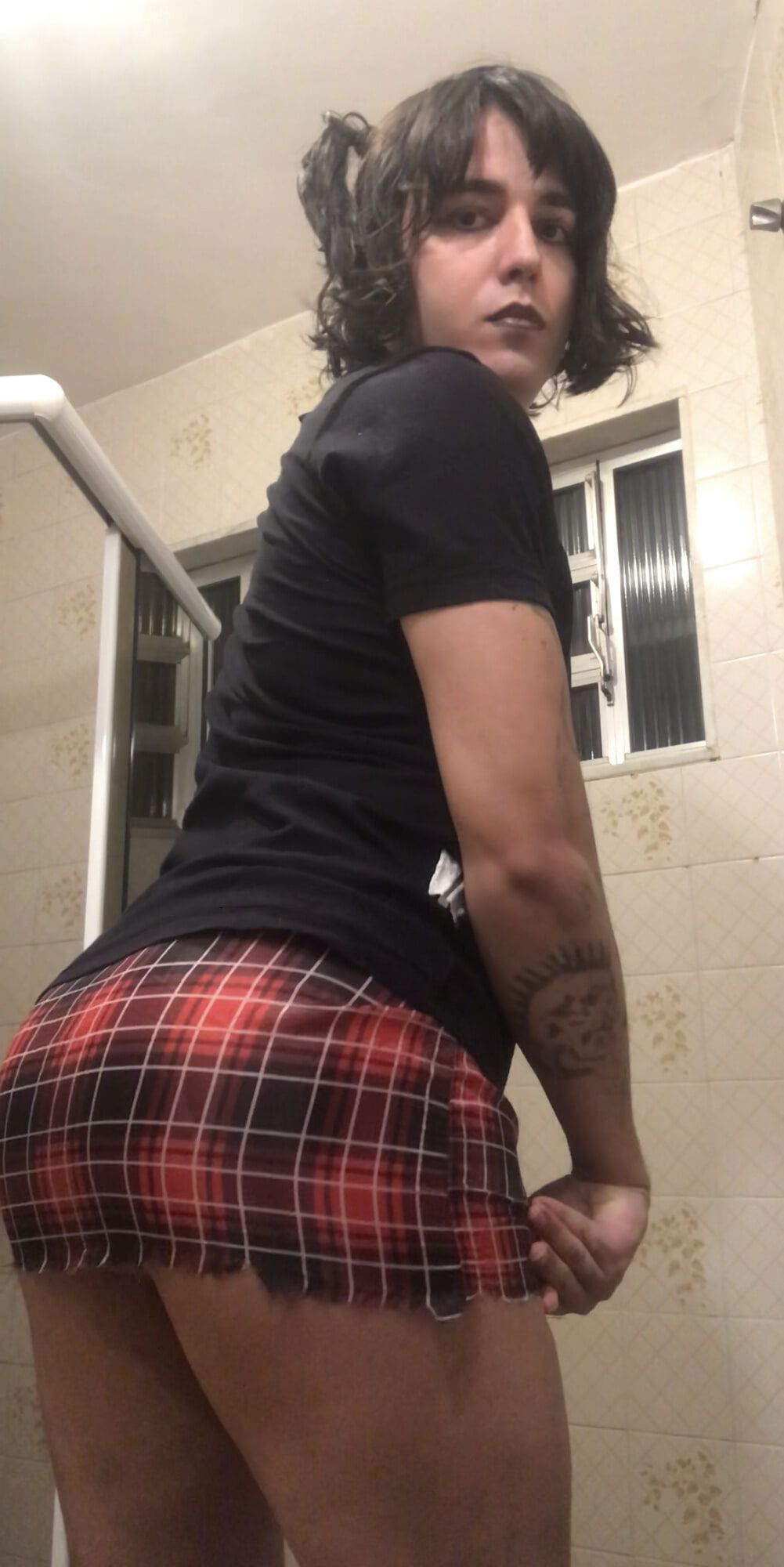 Shemale big ass brazilian punk tgirl latina plaid skirt