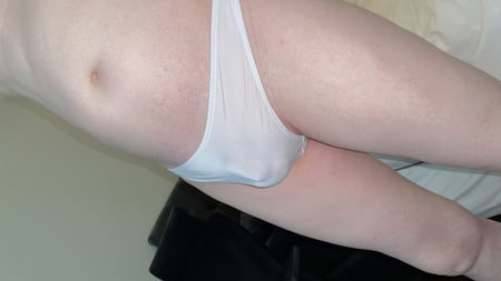 My cock in a white thong 