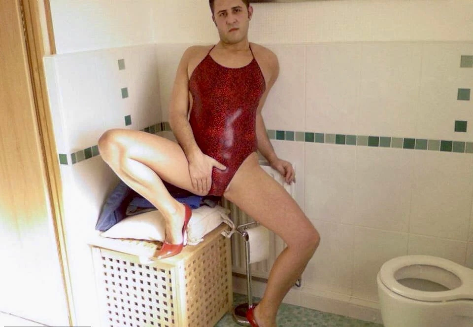 Red swimsuit and heels #10