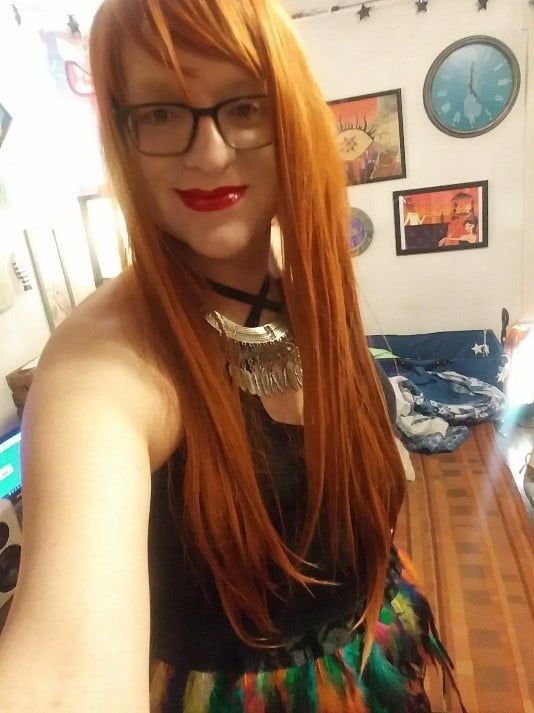 Redhead shemale trans masturbation cum cock  #12