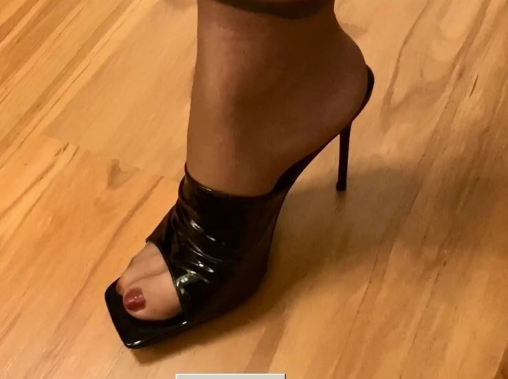 Vinyl Leggings and High Heel Mules #33